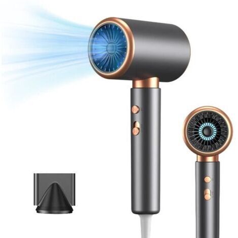 (Gris)Sèche Cheveux Professionnel Ionique 2400W - 5 Niveaux de Température - Buse de Coiffage