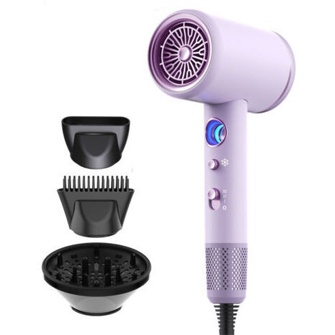 Sèche-Cheveux Ionique, 2000W Seche Cheveux Professionnel, Sèche-cheveux Voyage, Hair Dryer Puissant 3 Températures/ 6 Vitesses, seche Cheveux Boucle, Seche Cheveux Silencieux Con 3 annexe