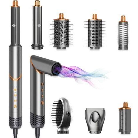 8 en 1 Wrap Air Hairdryer & Blow Dryer Brush - 110 000 tr/min, pliable à air chaud ionique à haute vitesse pour le séchage rapide, le volume et le curling, outil multi-styling