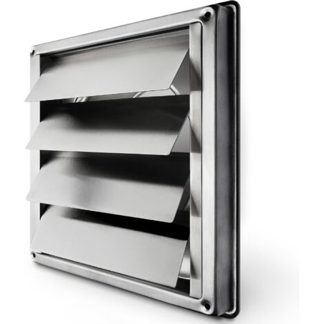 Ahlsen – Grille de ventilation 150 mm – Acier inoxydable – Clapet anti-retour automatique – Résistante aux intempéries – Dimensions 184x184mm