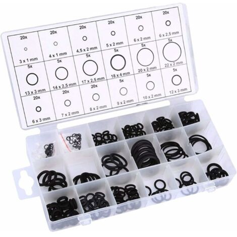 Ahlsen – Kit de 225 joints toriques en caoutchouc – 18 tailles assorties – Résistants à la chaleur et aux huiles – Pour réparation automobile et plomberie - 225pcs