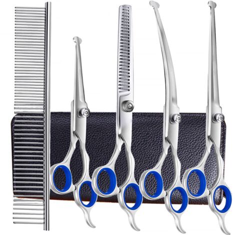 Ahlsen – Ciseaux de toilettage professionnels 6 en 1 en acier inoxydable 4CR – Coupe précise pour chiens et chats – Lames résistantes à la rouille