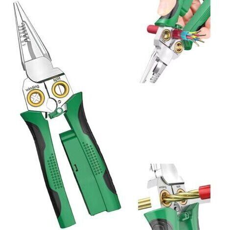 Pinces multifonctionnelles de dégagement de fil 8 en 1 avec fonction de mesure de l'électricité, ciseaux de câble pour couper, tirer, raser et presser des fils avec test de tension