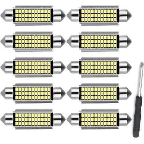 10 Pièces 41MM Éclairage Intérieur LED voiture - Ampoule LED Habitacle Auto, Ampoules Auto avec Dissipateur Thermique Arrière, Lampe de Lecture Plug-and-Play pour Habitacle, Blanc