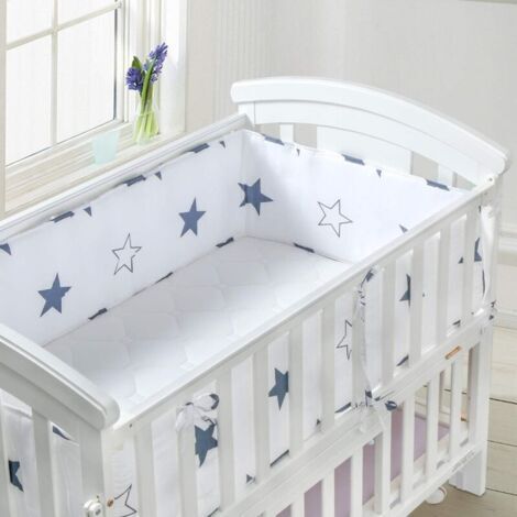 Bricoomarket – Tour de lit bébé 180x28 cm – Protection de tête nid blanc – Rembourrage 100% coton – Lavable en machine à 25°C