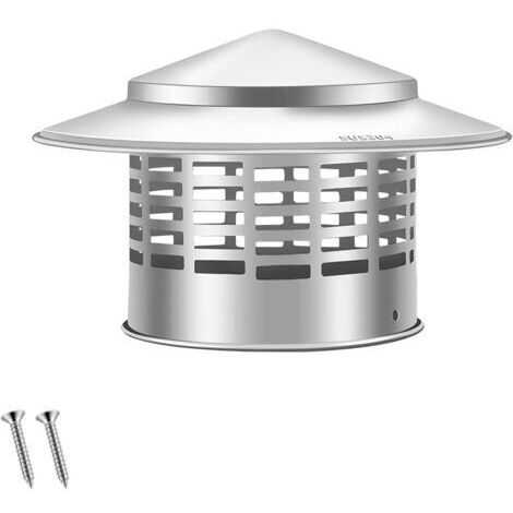1 Pièces Chapeau de Cheminée en Acier Inoxydable, Chapeau de Pluie de Toit, Hotte D'aération de Toit Ronde avec Vis, Pour Tuyau de Cheminée de, 4,33 Pouce,110MM