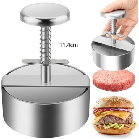 Presse à Burger, 304 Acier Inoxydable Presse à Hamburger, Ajustable Steak Haché Presse à Burger, Facile à Utiliser, Antiadhésive Presse à Hamburger pour Réunion de Famille, Fête-11.4cm (1/5)