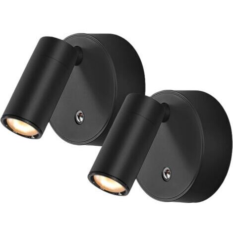 Applique Murale avec Interrupteur, 2 Pièces Orientable à LED Liseuse Lampe de Lecture Dimmable 3 Couleurs de Lumière Lampe de Chevet Murale Moderne pour Chambre Salon Camping