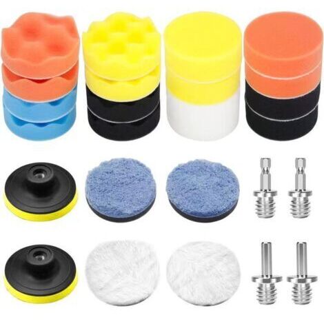 26 Pièces kit Lustrage Carrosserie Voiture Tampons Eponge de Polissage de 80 MM Accessoire pour Polisseuse Pad Polissage Manuel Voiture Utilisé pour Le Polissage Le Meulage et Le Cirage