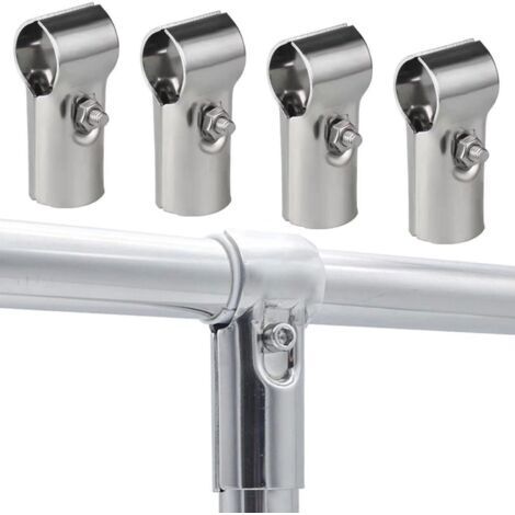 Lot de 4 Connecteur de Collier de Serrage en T, Colliers de Serrage en T 25mm, Structural Tuyau Connecteur Chaîne Lien Clôture Pince Inox Acier pour les Clôtures et les Fournitures de Maison
