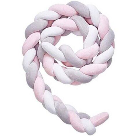 GABRIELLE Tour de lit tressé 3M coleur de Blanc Gris Rose Tour de lit bébé
