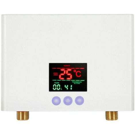 Chauffe-Eau Instantané 3KW Mini Chauffe-Eau Électrique Sans Réservoir Mural avec Affichage LED Réglage de la Température à 3 Niveaux Télécommande pour Maison Cuisine Salle de Bains (Blanc)