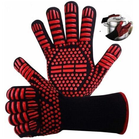 Cyslmuk – Gants anti-chaleur silicone 800 °C – Antidérapants et confortables – Manches longues pour protection – Lavables en machine