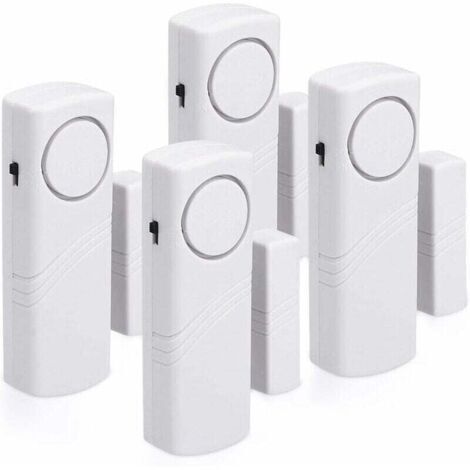 Cyslmuk – Lot de 4 alarmes pour portes et fenêtres – Sécurité domestique – Fonctionnement magnétique – Volume 120 dB – Installation sans outil