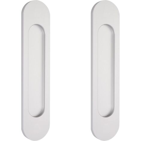 Linghhang – Poignées de porte coulissantes ovales argentées 15 cm – Alliage aluminium résistant à la rouille – Installation facile sans perçage – Pour portes et placards (1/5)