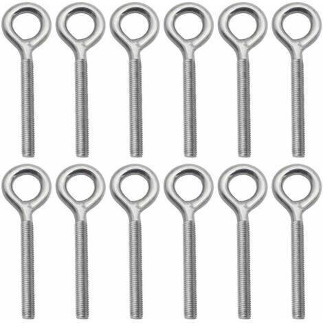 Linghhang – Lot de 12 boulons à œil M8 en acier inoxydable 304 – Longueur 95 mm – Résistant à la rouille – Pour usage extérieur