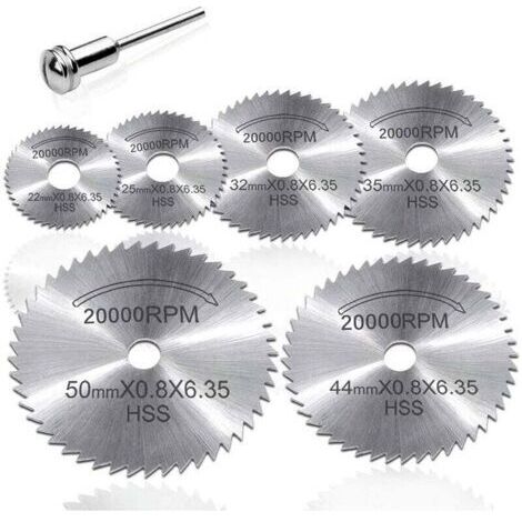 7 pièces ensemble Mini HSS lame de scie circulaire outil rotatif pour Dremel coupe-métal ensemble d'outils électriques disques de coupe en bois perceu (1/5)