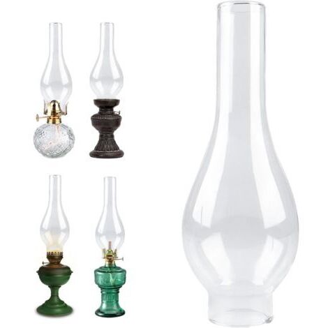 Abat-Jour en Verre pour Lampe à Pétrole, Cheminée de Lampe à Huile, Verre de Rechange pour Lampe à Pétrole Vintage, Base de 5 cm, Hauteur de 24 cm
