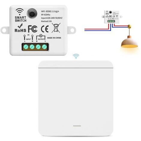 Interrupteur sans fil avec récepteur, 433 MHz, AC85-265 V, interrupteur va-et-vient sans fil, interrupteur d'éclairage sans fil, aucun câblage requis