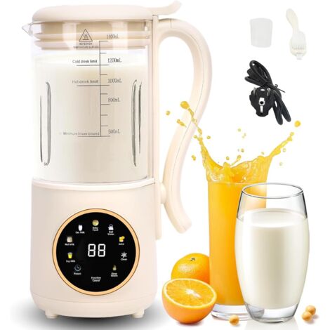 Machine à lait végétal, lait végétal, machine à lait végétal automatique à noix 1400 ml, machine à lait végétal maison, ne contient pas de lactose, d'avoine, de soja, de noix, de fruits