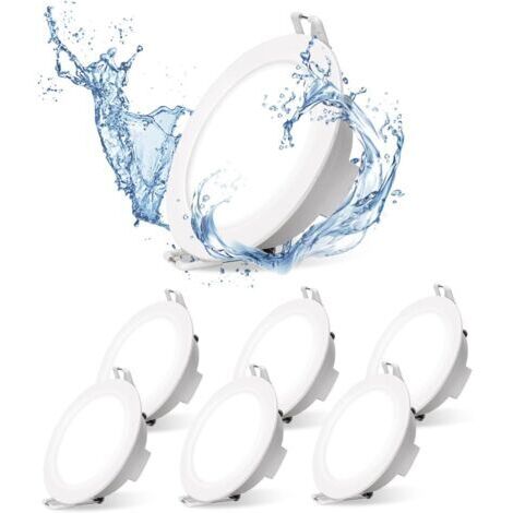 Spot LED Encastrable Extra Plat, 4.8W 560LM, IP65 Pour Salle de Bain et Douche, Bianco, Lumière Blanche Froide 6500K, Trou Φ68 mm, AC220-240V, Lot de 6