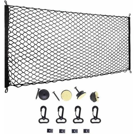Filet à bagages de voiture, filet de coffre en nylon élastique 115x60cm filet de protection filet de séparation multifonction pour coffre de chiens (1/5)