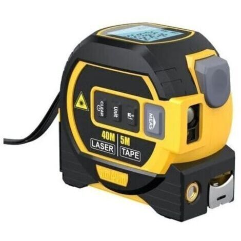 Mètre Laser Numérique 3 in 1 avec ligne laser croisée, 131Ft Télémètre Laser Numérique, 16Ft Mètre à Ruban avec Rétroéclairage LCD pour Distance, zone, Le volume