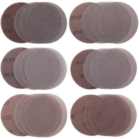 30pcs Disques Abrasifs Filet 125mm Grilles Abrasives grain P80/P100/P120/P150/P320/P600 Disques de Ponçage Papier Abrasifs pour Poncer Sans Poussière le Bois, la Peinture, le Mastic (1/5)