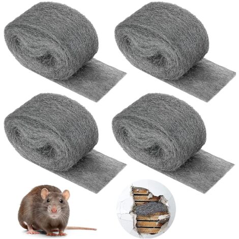 Roleader – Laine d'acier 0000 – Lot de 4 rouleaux 2m – Pour nettoyage, polissage et entretien bois, métal, verre, pierre – Anti-souris