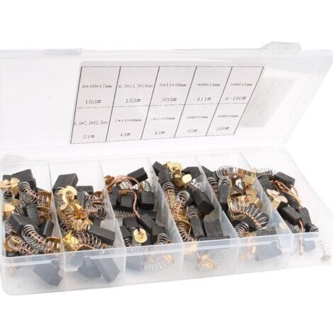 RUNCCI-YUN 80PCS 10 tailles Balai Charbon Moteur Electrique Balais en Charbon Universel Charbon pour Perceuse Charbon pour Machine Electrique Brosses de Carbone pour Ponceuses, Scies Circulaires