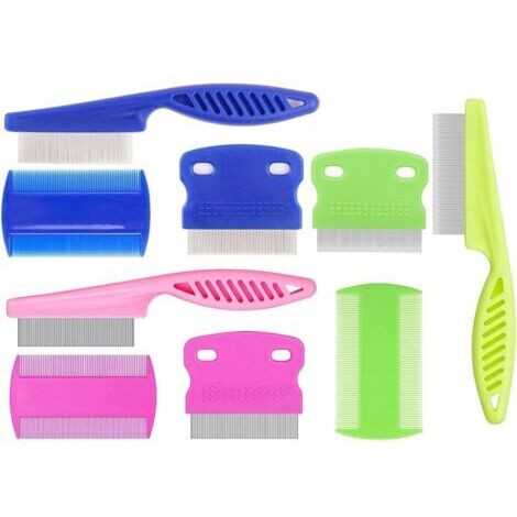 9 Peigne Anti Poux, Peigne Anti Puces pour Chat et Chien, Peigne Puces Chat et Chien pour Enlever les Taches de Larmes/Poux/Tangles/Croûte/Saleté