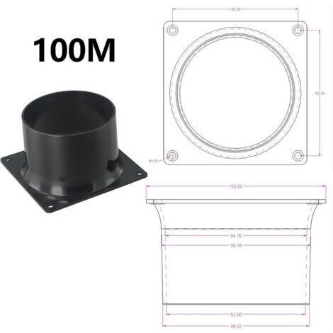 Bride De Connecteur Murale Ronde FUANA 100mm - PVC Pour Tuyau Ventilation, Plaque Carrée à Ronde