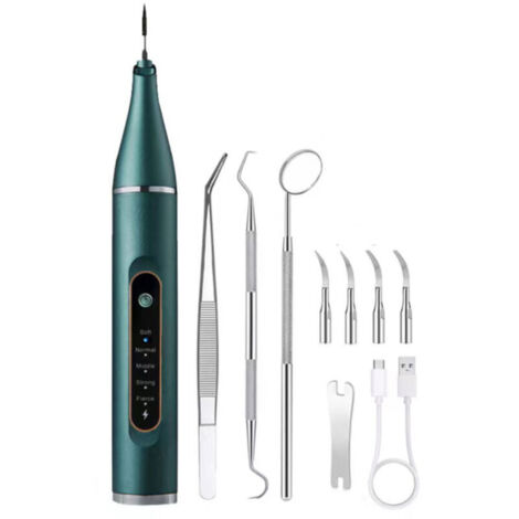 Détartreur dentaire ultrason pour animaux - Kit nettoyage dents chiens/chats - Vert - Soin vétérinaire