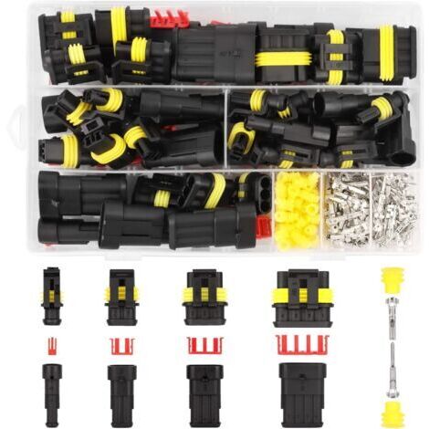 300 Pièces Connecteur Automobile Connecteur Etanche 1 2 3 4 Broches Fils Connecteur Electrique Etanche Connectique Electrique Moto Kit de Connecteur Étanche pour Moto Voitur Bougies (1/5)
