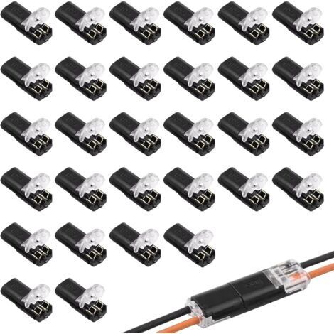 30PCS Connecteur Etanche 2 Fils,Connecteur Electrique Etanche 12v,Raccord Electrique Etanche,Connecteur Automobile,Adaptés aux Câbles 18-22 AWG, pour Éclairage LED et Électronique Automobile