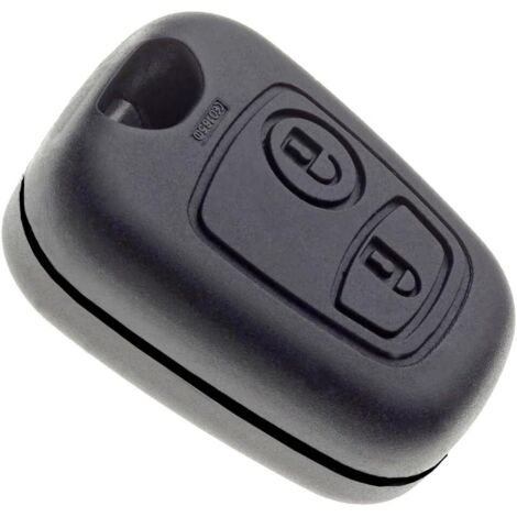Coque de Clé 2 Boutons Compatible Peugeot 107, 307, Citroën C1, C2, C3, Berlingo – Boîtier de Remplacement sans Lame – Clé Voiture – sans Électronique – Réparation Facile (1/5)