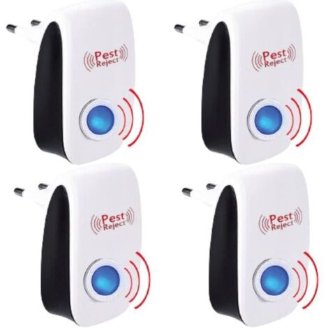 Pack de 4 Appareil Ultrason Souris - et Rats Barrage aux Insectes Repulsif à Tue Mouche Electrique Anti Puissant ultrasons rongeurs (1/4)