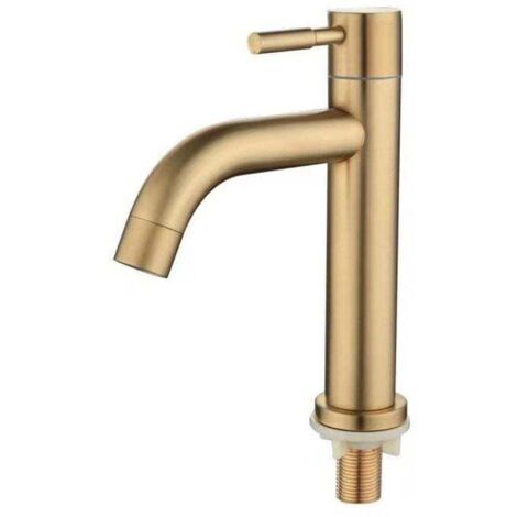 et de lavabo doré de salle de bain, et de lavabo au design moderne, et de lavabo en acier inoxydable résistant à l'usure, et d'eau froide (brossé) (1/5)