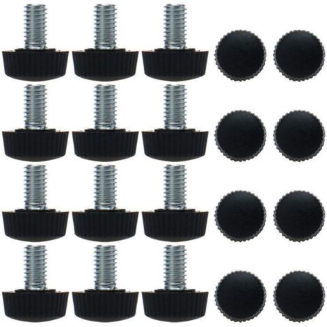 Pied de meuble M6 x 8,5mm x 16mm Pied visser Pied de nivellement Réglable Patin Table Chaise Protection Sol Noir 20Pcs (1/4)
