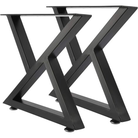 Ikodm – Lot de 2 pieds de table en métal noir – Hauteur 40cm – Fer résistant à la rouille – Pour tables à manger, basses et hautes