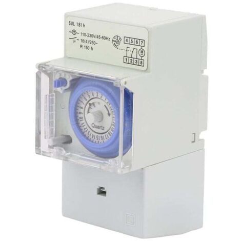 Horloge Modulaire, 110-230V SUL181H Interrupteur à Minuterie, Horloge Modulaire pour Chauffe Eau, Minuterie Mécanique Étanche Programmable 24H, pour éclairage équipement électrique de Domestique (1/5)