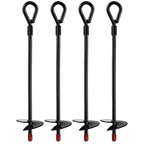 Ancrage Au Sol, Abris Robustes pour Tarières de 38cm, Ancrage Au Sol pour Trampoline (4 pcs)-Fei Yu (1/5)