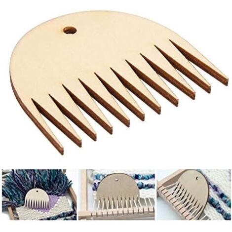 Peigne à tisser, 11 dents en bois pour tapisserie, outil de peigne pour métier à tisser, peigne à pompon, tissage à la main, accessoires tressés multifonctionnels DIY (1/5)