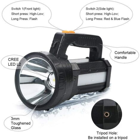 ANSMANN Survival lampe de poche 450 lumens rechargeable, camping randonnée