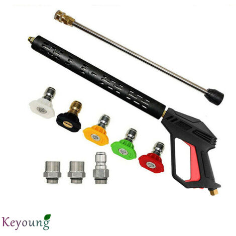 Swyeoot – Pistolet de lavage haute pression avec 5 buses – Pression maximale 4000 PSI – Raccord M22 – Acier inoxydable et laiton - 4000psi
