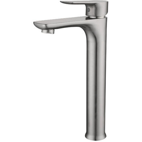 Fei Yu – Robinet mitigeur de lavabo brossé en acier inoxydable – Bec haut pour vasques à poser – Cartouche céramique Sedal – Flexible métal tressé (1/5)