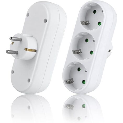 2 Pièces Multiprise Murale,Bloc MultIPrise avec 3 Prises,(3500W/16A),Multiprise Prise,MultIPrise Electrique pour La Maison Le Bureau-Fei Yu (1/5)