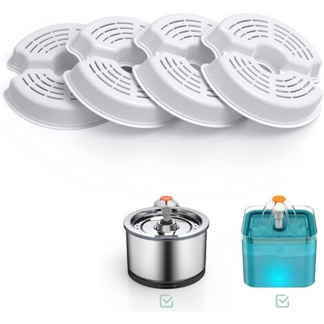 Pack de 4 filtres pour fontaine d'abreuvoir à fleurs de chat de 2,5 L, convient aux fontaines en acier inoxydable pour chat/chien, triple filtrage (convient à un remplacement de 2 à 4 mois)-Fei Yu (1/5)