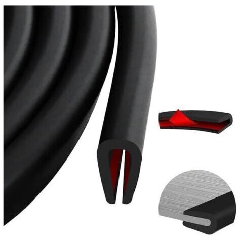 Protection bord de tole EPDM joint caoutchouc en u joint porte voiture adhesif noir caoutchouc protection metal verre (3m, 2mm)