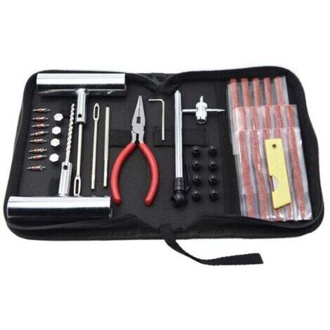 Kit Reparation Pneu Voiture,46PCS Kit Meche Pneu Crevaison,Kit Anti-crevaison Voiture Tubeless,Outil Réparation Pneus pour Voitures/Motos/Camions/VTT/Tracteurs/Camping-Cars/SUV/Camionnettes
